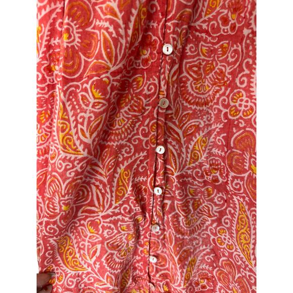 Cleobella Orange Paisley Print Button Front Boho Bohemian Grace Mini Dress Small - Picture 6 of 12